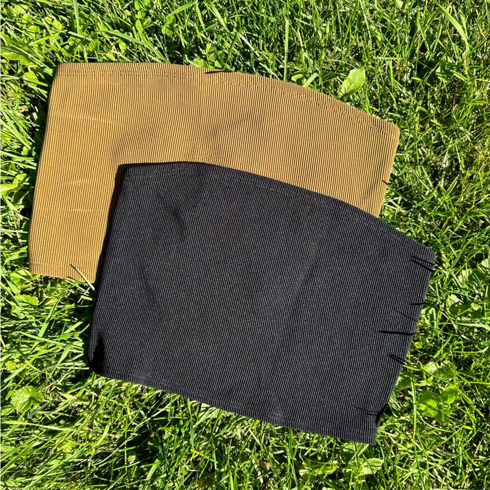 Y2K Black and Tan Ribbed Tube Tops